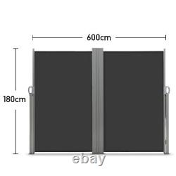Double Sided Awning 600CM Retractable Wall Side Windscreen Garden Privacy Screen
