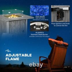 Gas Fire Pit Table with Rain Cover, Windscreen & Glass Stone, 40,000 BTU