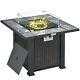 Outsunny Gas Fire Pit Table with Rain Cover, Windscreen & Glass Stone, 50,000 BTU